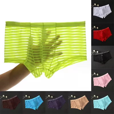 £4.07 • Buy Mens Underwear Mesh Sheer See-through Boxer Briefs Lingerie Thong Panties Shorts