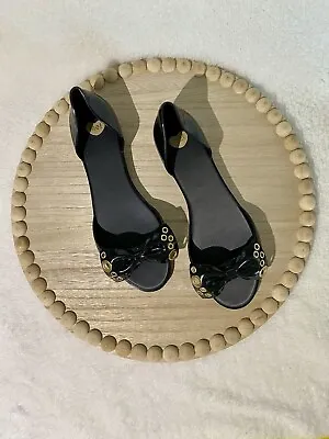 MEL DREAMED BY MELISSA - Size 8 U.S. - Black Peep Toe Flats **30% OFF** • $26