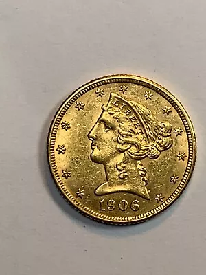 1906 D $5 Five Dollar Liberty Head Gold Half Eagle • $625