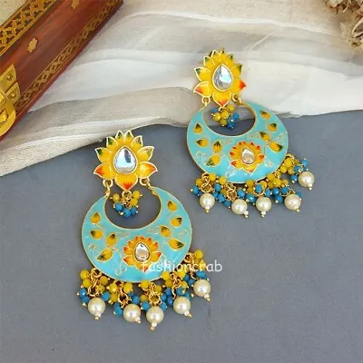 Indian Bollywood Style Blue Traditional Meenakari Earring For Saree • $14.95