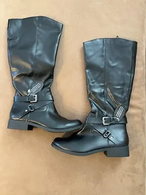 STYLE & CO. Womens Marliee Faux Leather Zip-Up Riding Boots Size 9M Black New • $27.95