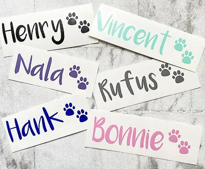 Personalised Dog Cat Puppy Rabbit Pet Bowl Label Paw Pet Name Decal Sticker • £2.15