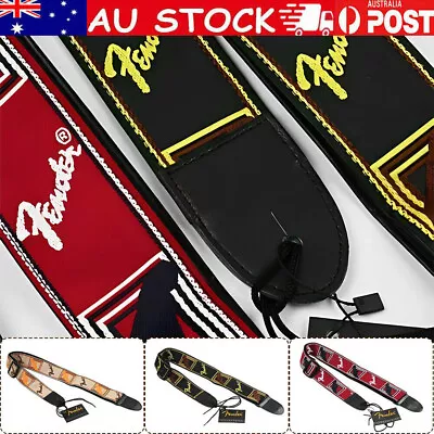 Embroidered Guitar Strap Fender Straps Electric Acoustic Guitar Bass Ukulele • $14.98