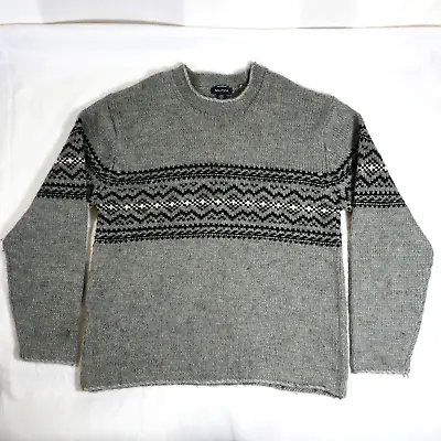 NAUTICA Handknit Men's XXL Fisherman Sweater Gray Wool Blend • $29.98