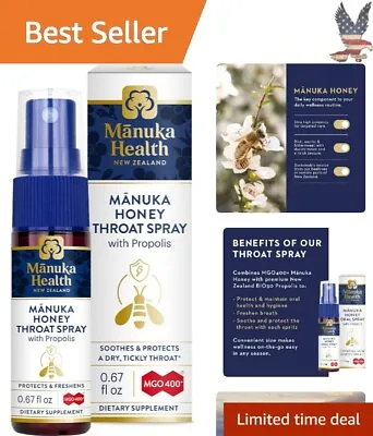 Convenient Manuka Honey Throat Spray - MGO 400+ - Natural Propolis - Travel • $43.69