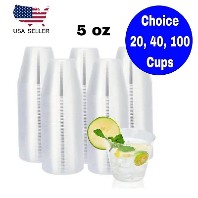 5 Oz Clear Hard Plastic Cups Small Wedding Tumblers For Party Drink Dessert • $8.95