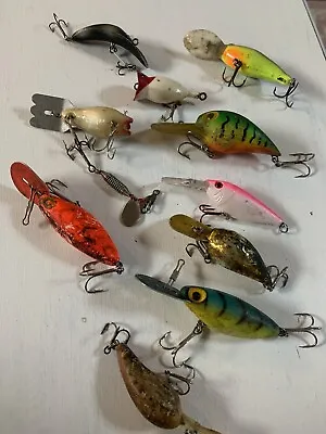 VINTAGE FISHING LURE LOT OF 11-FRED ARBOGAST MUD BUGmagnum Wiggle • $12