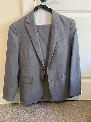 J.CREW Ludlow Blue Linen Cotton Somelos Slim Fit Unstructured SlimSuit 38S 32X30 • $51