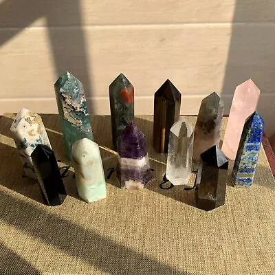 12pc A Lot Natural Quartz Crystal Obelisk Wand Point Healing Send Randomly • $38.49