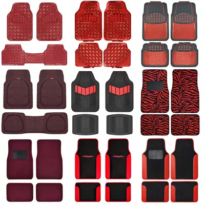 All Weather Heavy Duty Universal Red Car Floor Mats For Auto Van Truck SUV • $32.90