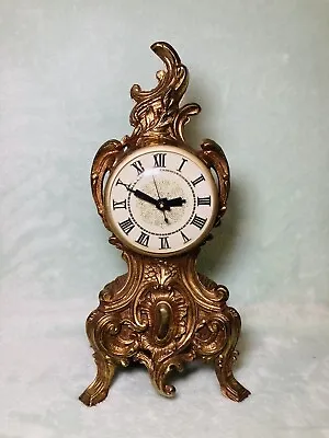 Vintage 40’s - Lanshire Electric Mantle Brass Metal Clock - *Tested/Works* • $79.99