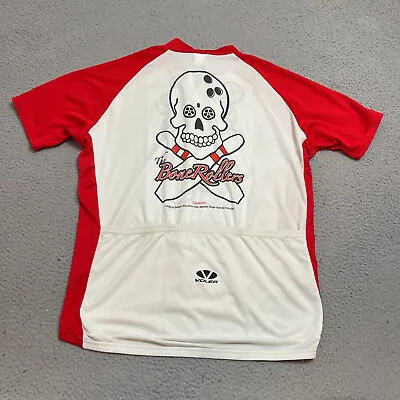 Voler Cycling Mens 2XL White Red Bone Rollers 1/2 Zip Short Sleeve USA Skull • $16.05