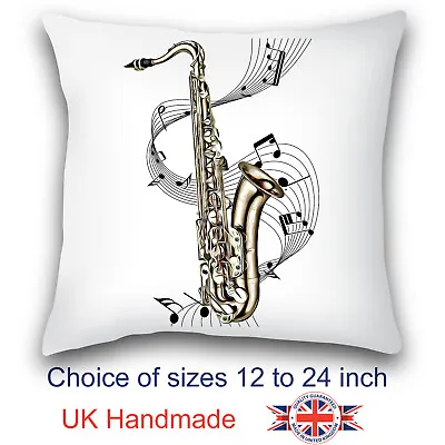 Music Art Saxophone Sax Cushion Saxophone Sax Art Design Cushion Pillow  • £25.99