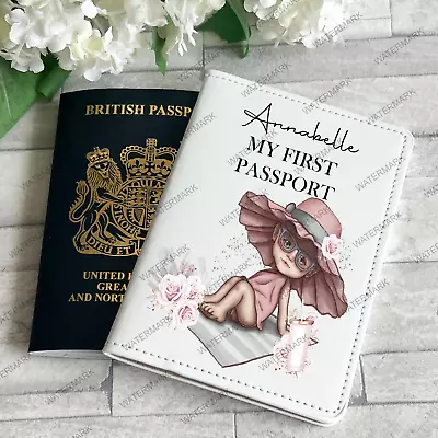 My First Passport Girl Personalised Cover / Holder Travel Luggage Baby • £10.99