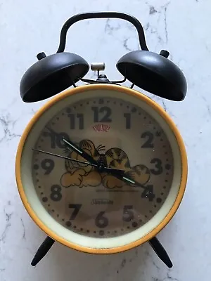 Vintage GARFIELD Dual Bell Wind Up Alarm Clock SUNBEAM Working VGC (12 • $24.88