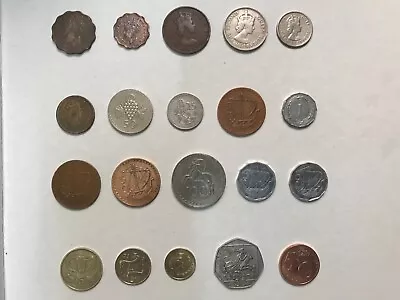 Lot Of 20 Cyprus Coins: George Vi Elizabeth Ii Republic Of Cyprus (mils/cents) • $9.99