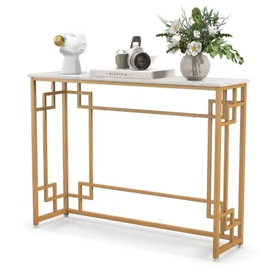 Modern Console Table Living Room Sofa Entryway Table Furniture W/ Golden Frame • $73.99