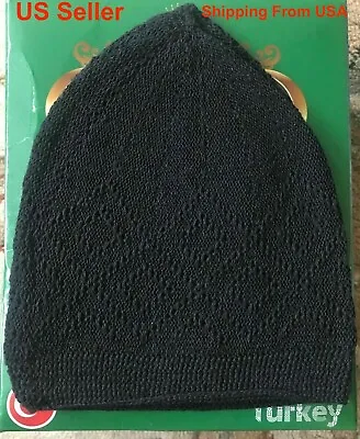 Lot Islamic Muslim Knitted Topi Kufi Prayer Skull Cap MEN Hat Koofi Black Color • $5.95