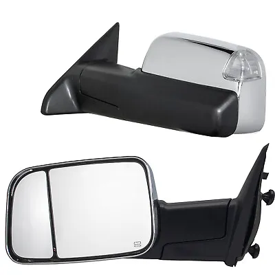 Towing Mirrors For 2015-2018 Dodge Ram 1500 2500 3500 Power Heated Sensor Chrome • $151.99