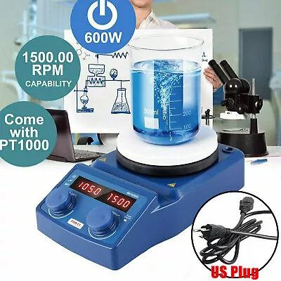 Four E'S Magnetic Stirrer W/ Hotplate Heating Plate Digital Mixer & Stir Bar Lab • $188.99