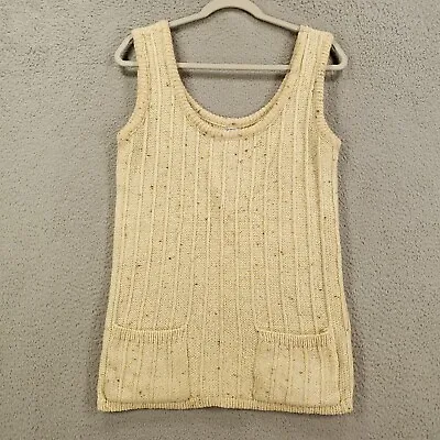 Vintage Sears Sweater Womens Large Tank Speckled Ivory Pockets Wool Blend • $27.99