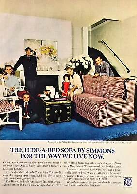 Simmons Hide-A-Bed Sofa Couch Family Room Vintage 1970 Print Ad 8 X 11 • $9.50