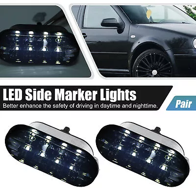 Pair LED Side Marker Turn Signal Lights Assembly Smoked For VW MK4 Golf White • $17.89