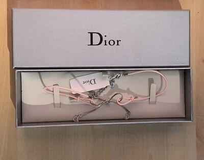 Vintage Christian Dior 2000s Silver Bow Pink Necklace • £165