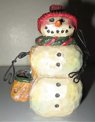 Pam Schifferl Midwest Cannon Falls Snowman Figurine Holding Bag Of Seed • $19.99