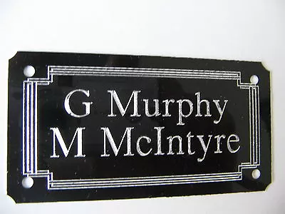 *Door Name Plate 1mm Metal Aluminuim High Gloss Black 85x45mm Screw Or Stick On • £4.99