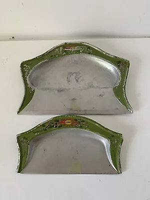 Vtg. Crumb Catcher Set Catcher Tray & Crumb Scraper~silver W/green Trim/flowers • $4.99