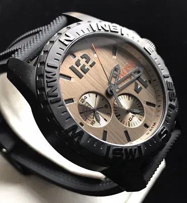 Mens Genuine Hugo Boss Reykjavik Large Black Designer Watch 1513422 Bronze Date • £129