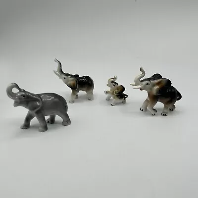 Lot Of 5 Small Miniature Porcelain Elephant Figurines Green Blue Gray Polka Dot • $9.99