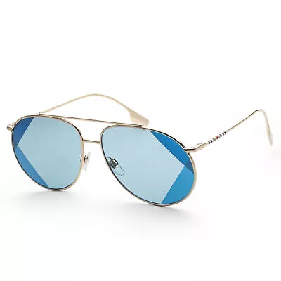 Burberry Sunglasses BE3138 110980 61mm Light Gold / Blue UV Print Lens • $114.95