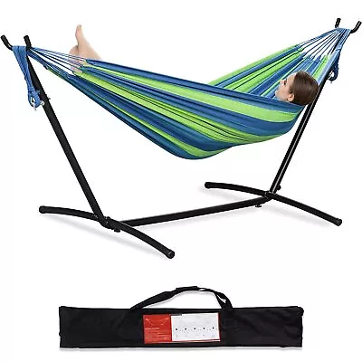 2-Person Hammock With Space Saving Steel Stand Garden Yard Outdoor 450Lb Capacit • $107.33