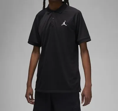 Men's Size Large Nike Air Jordan Dri-Fit Golf Black Polo Shirt Sport DZ0540 010 • $65