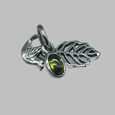 Genuine Pandora Forest Trinity Peridot Dove Leaf Charm Pendant Retired 791214PE • $59