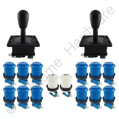 £29.99 • Buy 2 Player Arcade Control Kit 2 Bat Top Joysticks 14 Buttons Blue JAMMA MAME Pi