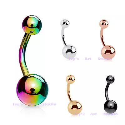 14g Surgical Steel Polished Plain Matt Belly Bar Button Navel Ring Piercing • $3.95