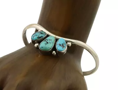 Navajo Bracelet 925 Silver Morenci Turquoise Artist Signed Frank Sandoval C.80's • $225