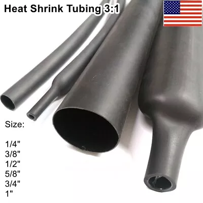 1-20 Feet Heat Shrink Tubing 3:1 Marine Wire Wrap Adhesive Glue Lined Waterproof • $7.29