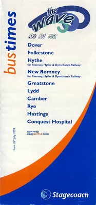 Stagecoach East Kent Bus Timetable - Wave Dover Folkestone Hastings - July 2009 • £1.79