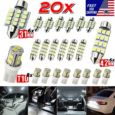 $8.29 • Buy 20pcs LED Interior Lights Bulbs Kit Dome License Plate Lamps 6000K Honda Toyota 
