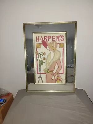 Vintage Harper's Bazaar Magazine Needlepoint Framed Picture Mirror 19 X26  • $175