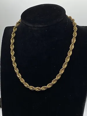 Vintage Gold Twisted Rope Adjustable Necklace Signed Monet Hook Closure • $4.99