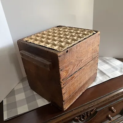 Antique Primitive Wooden Egg Crate Carrier Box Homemade Case Folk Art W/ Inserts • $60