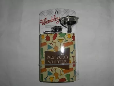 FLASK-  WEMBLEY  Brand  LIQUOR/LIQUID STAINLESS STEEL -  4 Oz EXCELLENT ITEM • $2.50