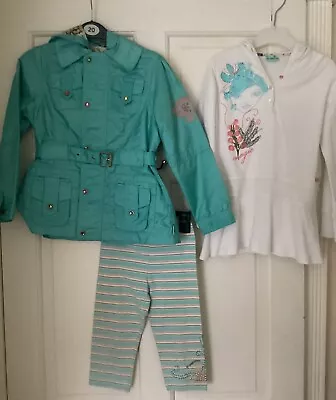 Pampolina Girls 5 Piece Designer Outfit Age 5 Years Blue White VGC • £9.99