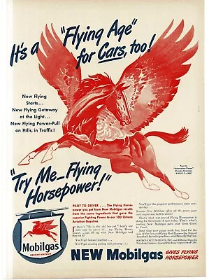 1946 Mobil Mobilgas Flying Red Horse Pegasus Art Vintage Print Ad 1 • $8.95