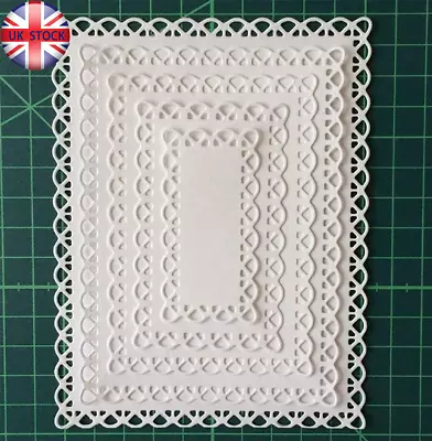 5pcs Lace Rectangle Frame Metal Cutting Dies Stencil Scrapbooking Embossing Card • £3.99